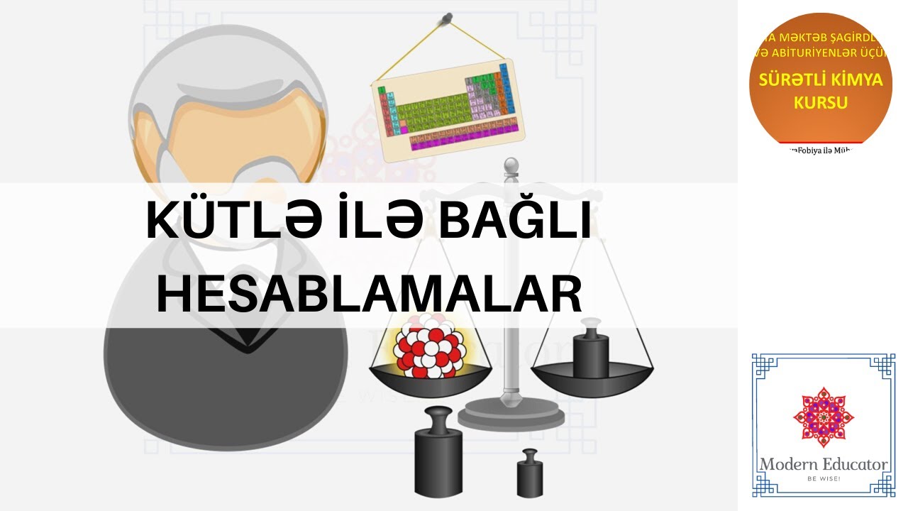 DƏRS - 4 Mr və Ar Kütlə ədədi Kütlə payı Molyar kütlə Kimyəvi formulların çıxarılması