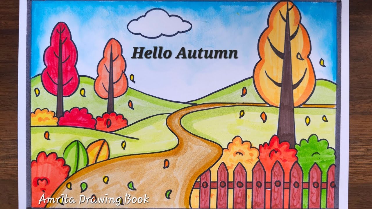 Рисунок осеннего сезона | Простой и легкий рисунок осеннего сезона | Тип рисунка по временам года...