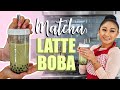 ICED MATCHA LATTE WITH BOBA | HOMEMADE BUBBLE TEA!