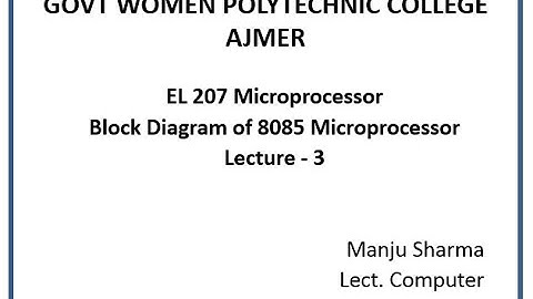 EL 207 Internal Block Diagram of 8085 by Manju Sharma, Lect. Computer GWPC Ajmer