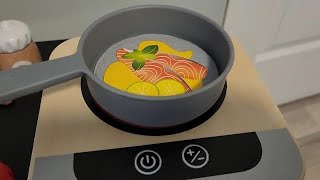 Hape Fun Fan Fryer | Wooden Tabletop Stove with Fan, Kitchen Playset for Preschoolers, Includes Salt