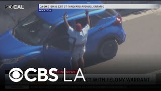 Full An alleged felony warrant suspect is taken into custody following a CHP pursuit News