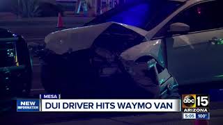 Impaired driver hits Waymo van in Mesa crash