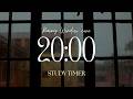 20 Min Rainy Window Study Timer 🌧️ | Light Rain Sounds | Dark Screen Focus | No Break
