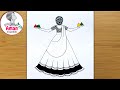 How to Draw traditional girl drawing | Very Easy Holi Drawing | Holi Drawing easy | pencil Drawing