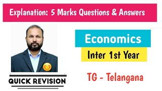 Inter 1st Year Economics Important Short Questions Answers Quick Revision 2025 CEC TG Telangana