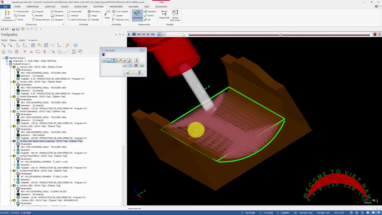 MASTERCAM 2017 TUTORIAL WITH 5 AXIS 3D HIGH SPEED - YouTube
