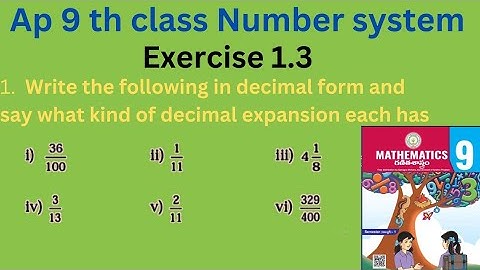 9th class Number system Exercise 1.3|Number System class 9| AP new syllabus| CBSE maths|Decimal form