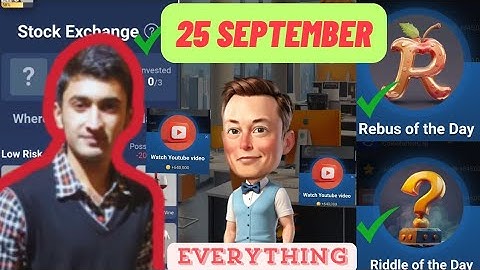 25 September All Quests Codes X Empire | Youtube Video Codes | Rebus Of The Day | Investment Cards