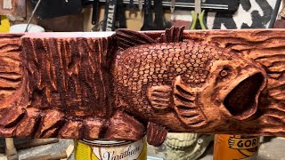 Relief carving a Bass fish