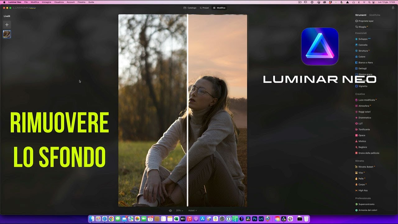 Rimuovi e cambia lo sfondo in 2 click | Luminar Neo 1.1 - YouTube