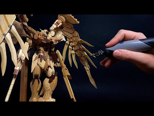 Wood carving XXXG-00W0 Wing gundam zero EW - YouTube