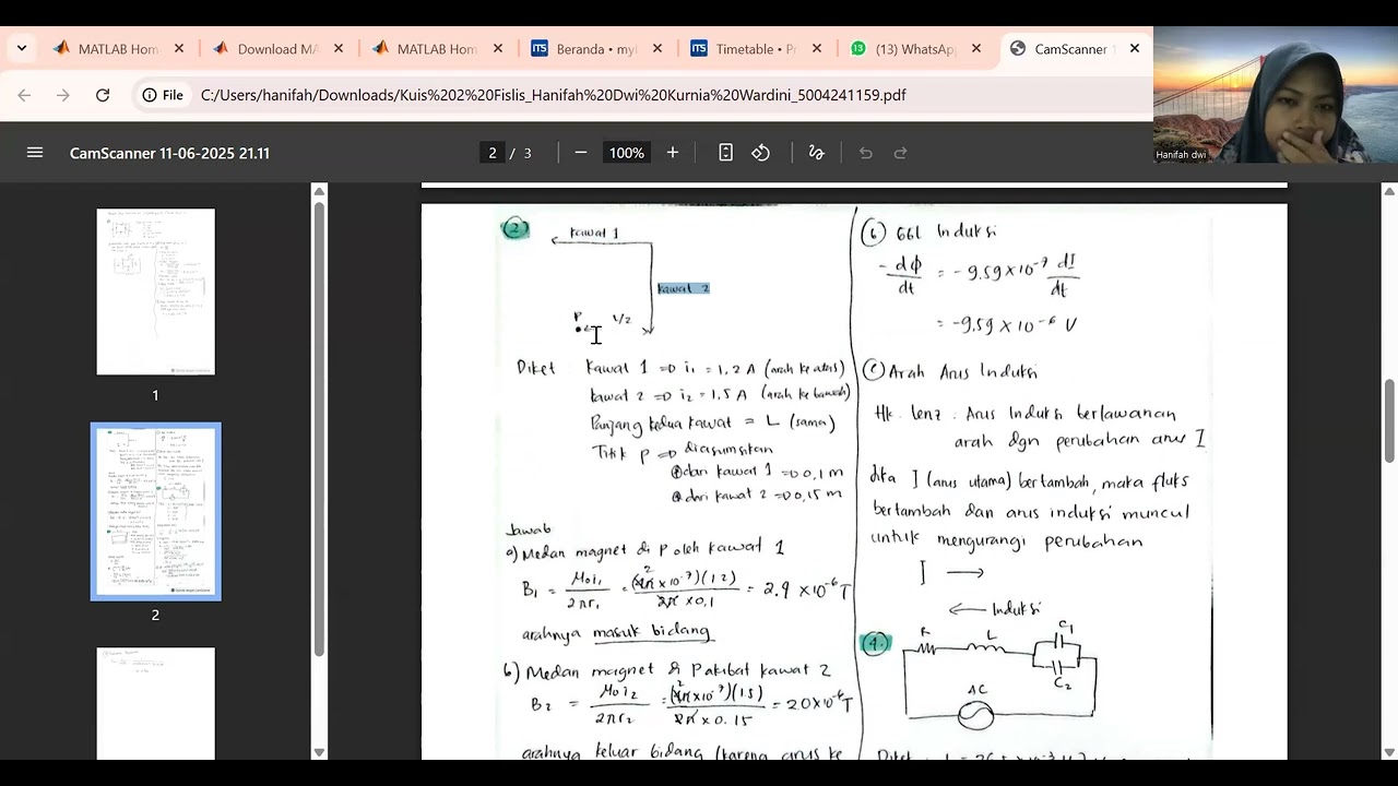 Penjelasan Penyelesaian Kuis 2 Fisika Listrik dan Magnet (Hanifah Dwi Kurnia Wardini)
