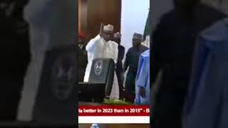 Former president Buhari slaps his chair while moving out of office #buhari #president #viral #trendi