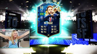 98 TOTS NEYMAR IN A PACK IS ALL I WANT!! FIFA 20