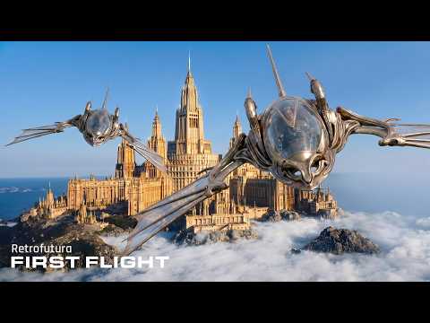 The Sky Academy: First Flight Over the Marble Islands | AI 4K — Retrofutura