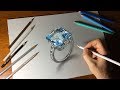 Drawing Tutorial - How to Create a Sketch Outline and Draw a White Gold Ring