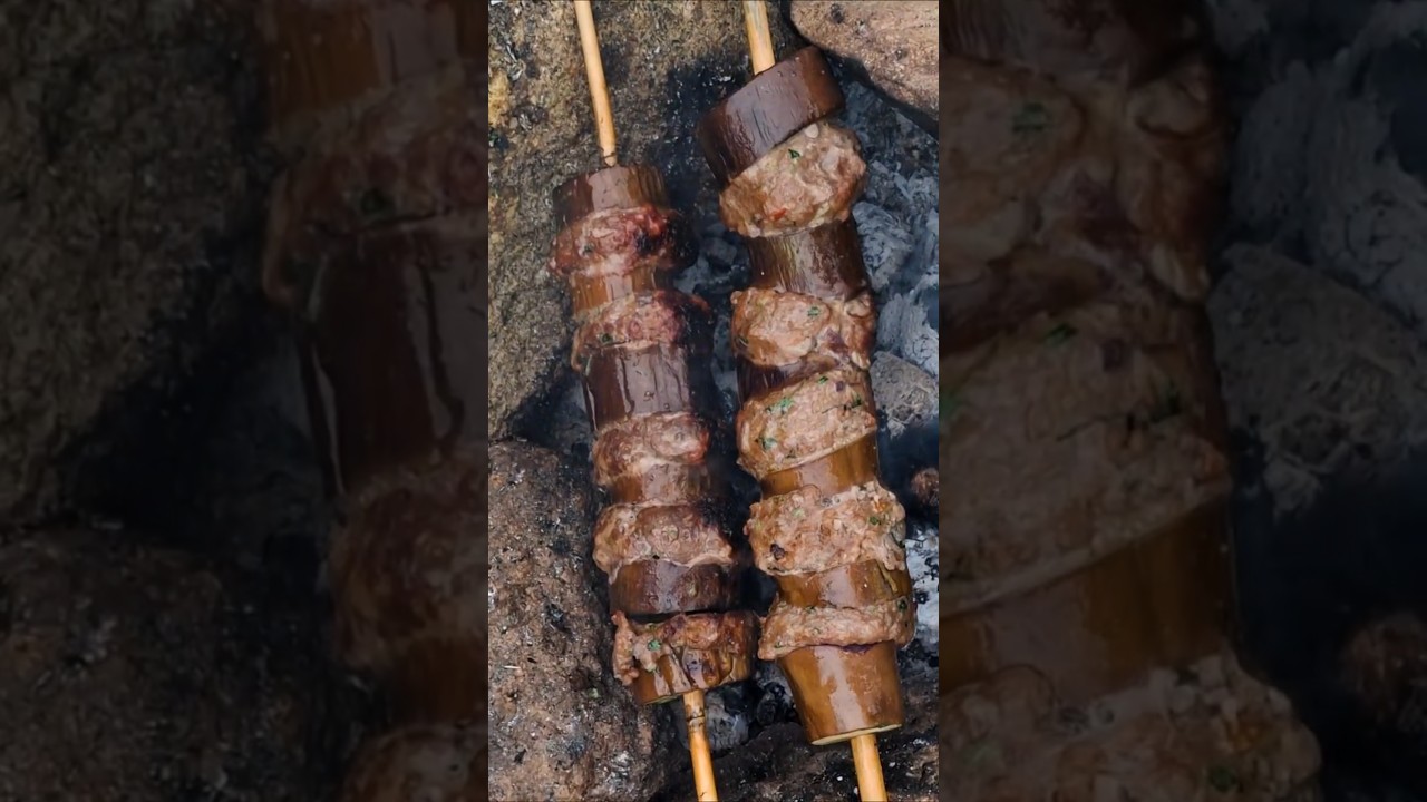 ASMR Eggplant Kebab 🔥🍆 | Korean Girl Cooking Outdoors 🌊