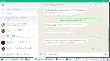 David Russo from Kijiji Texting Solutions to a Proctored Adv Functions Final Exam via WhatsApp