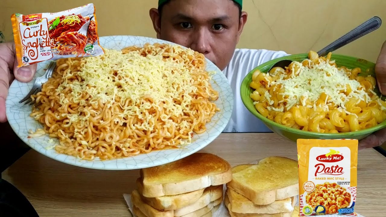 Lucky Me Instant Pasta Eating show YouTube