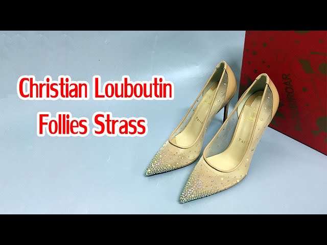 Christian Louboutin Crystal Embellished Gold Mesh & Leather
