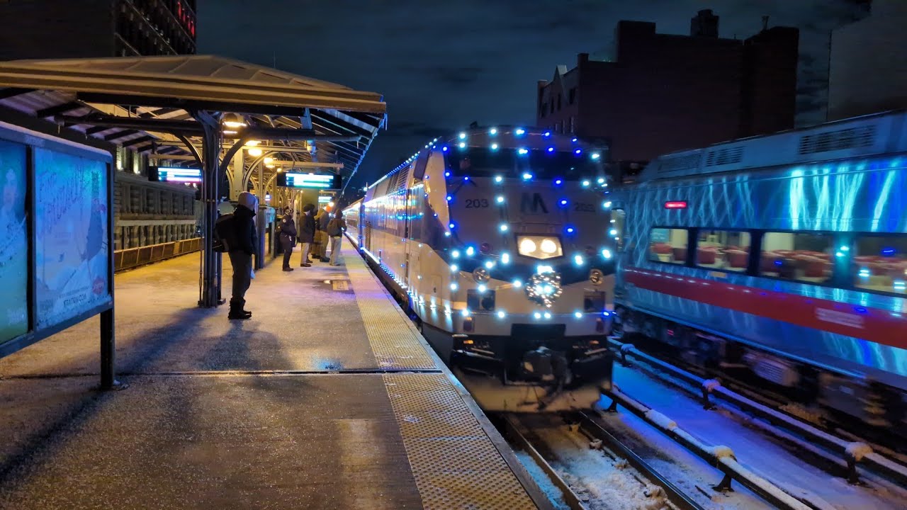 Metro North Railroad P32 Shoreliners Holiday Lights Train Action metro-north-railroad-p32-shoreliners-holiday-lights-train-action