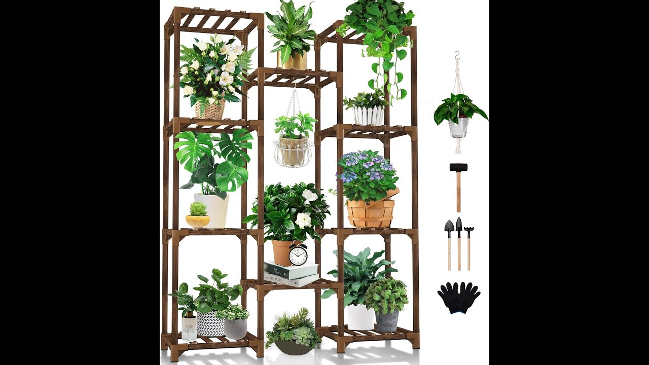 Building a wooden plant stand- Uneedem 10 tier wood plant stand - YouTube