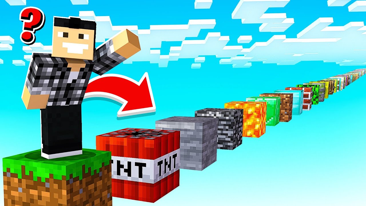 SAUTER SUR TOUS LES BLOCS DE MINECRAFT !