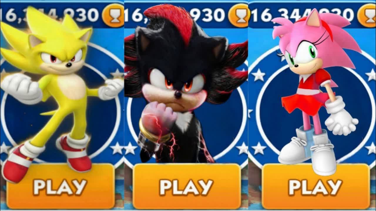 Sonic Dash - Super Sonic VS Cpatain Shadow VS Star Amy _ Movie Sonic vs ...