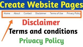 Create Privacy Policy , Terms and Conditions , Disclaimer , Contact us page for Wordpress/Blogger News