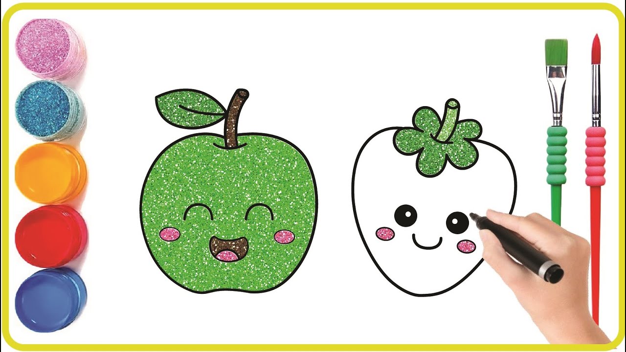 how-to-draw-color-apple-strawberry-the-easiest-way-for-kids-youtube