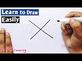 How to draw a hibiscus flower easy step by step  how to make a flower drawing with letter x