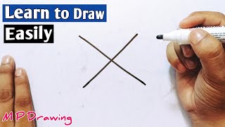 How To Draw A Hibiscus Flower Easy Step By Step || How To Make A Flower Drawing With Letter X screenshot 3