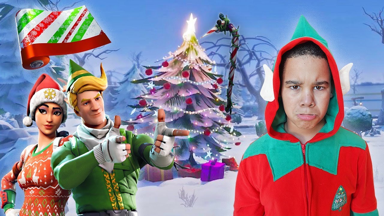 everything CHRISTMAS while wearing CHRISTMAS pajamas FORTNITE challenge