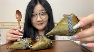 ASMR | Eating Zongzi w/ Wooden Spoon~~