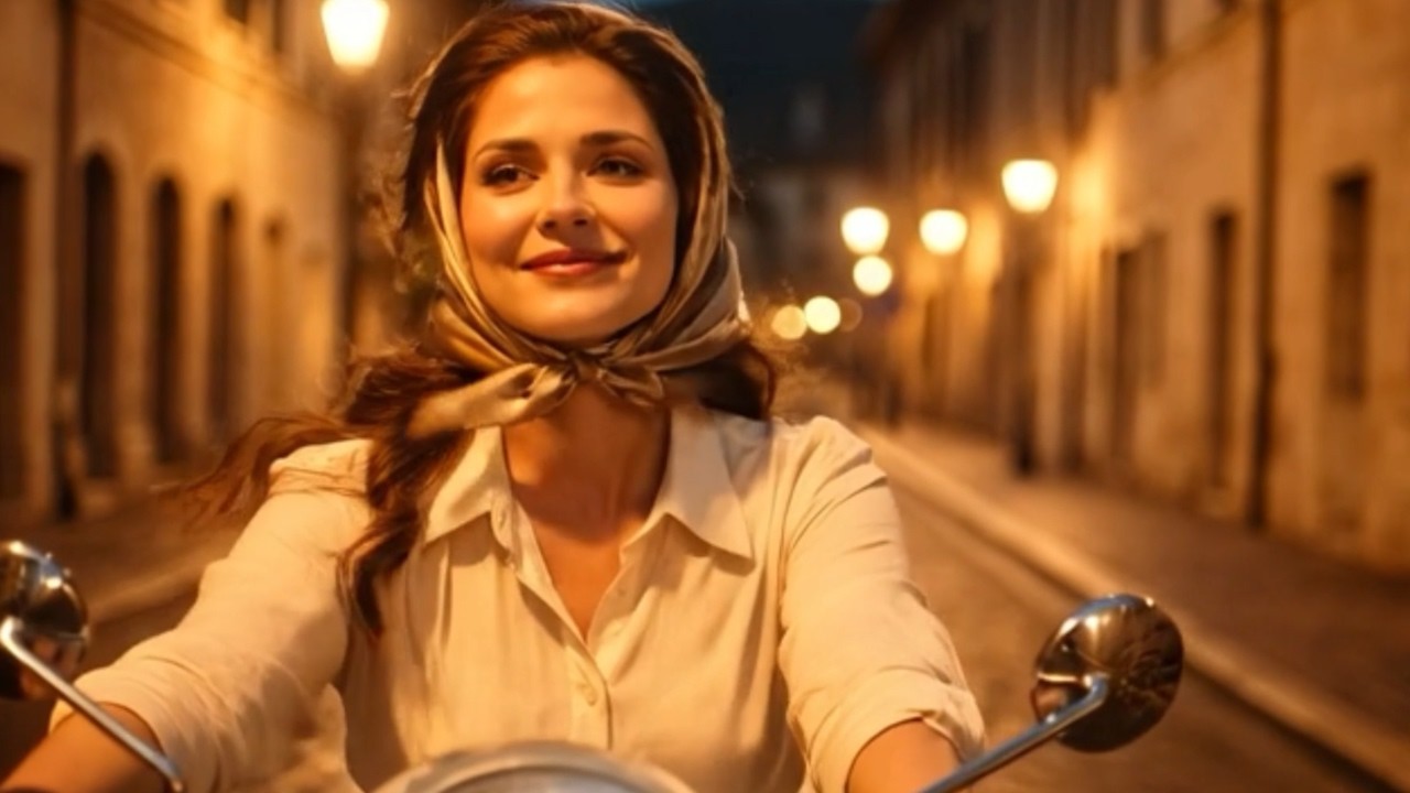 Corsa in Vespa tra Strade Deserte | Vintage Italian Love Song | Timeless Romance
