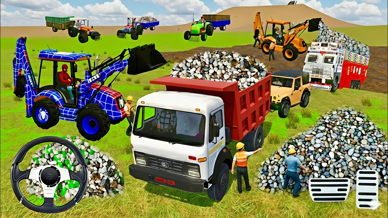 🔴Drive JCB and Uploading 🪨🏗Stone From Dumper🌋 Truck in Game #truck #jcb #tractor #dumper #games