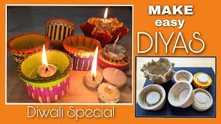 How to make homemade decorative diyas for diwali.How to make pop(plaster of paris) diyas.Easy diyas.