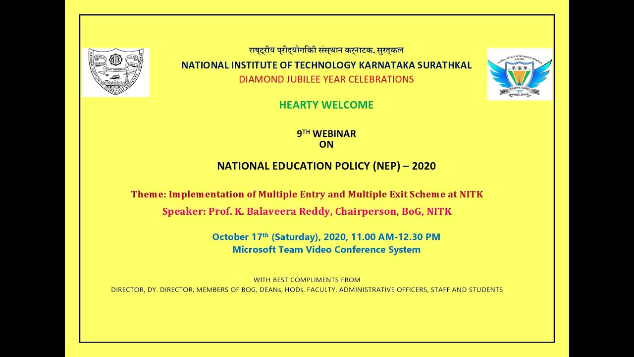 9th Webinar on National Education Policy (NEP)-2020 - YouTube