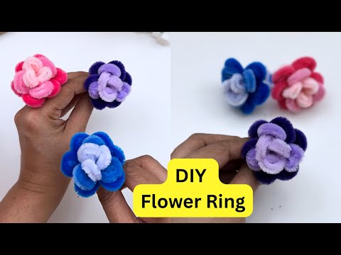 How To Make : DIY Flower Ring / gift ideas / Paper Craft / Craft ideas from Pipe Cleaner 