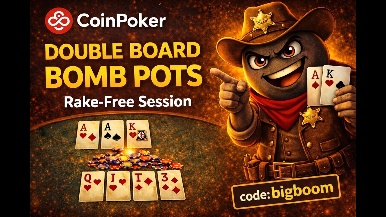 2 Hours of NLHE + Double Board Bomb Pots (Rake-Free CoinPoker