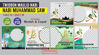 Free 6 Desain Twibbin Maulid Nabi 1443 H Format CorelDraw Photoshop (Free CDR & PSD)