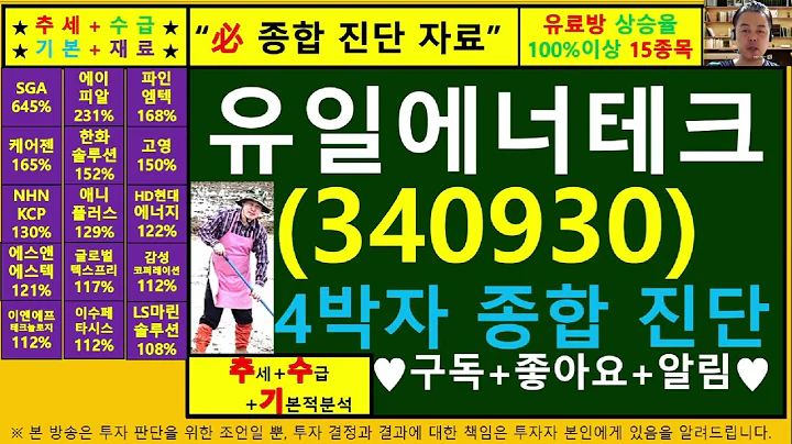 유일에너테크(340930)4차원종목진단및향후주가전망 추수기(추수)전문가