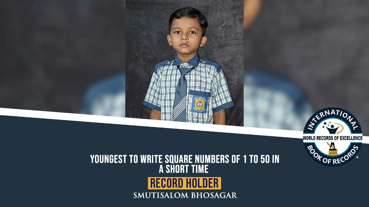 САМЫЙ МЛАДШИЙ, КТО НАПИСАЕТ КВАДРАТНЫЕ ЧИСЛА ОТ 1 ДО 50 ЗА КОРОТКОЕ ВРЕМЯ