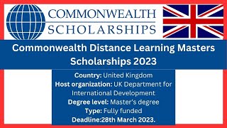 Commonwealth Distance Learning Masters Scholarships 2023 | Study in the UK