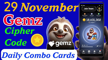 29 November Gemz Daily Cipher Code Today | Gemz Daily Combo Cards Today 29 November | Daily Cipher