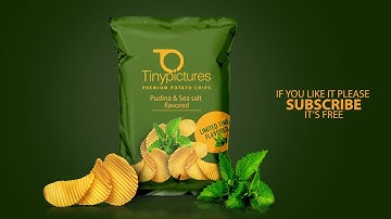 Potato chips packaging mock-up for chrismas party in photoshop