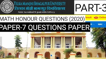 TMBU PART-3 PAPER-7 QUESTIONS PAPER 2020 BY-Professor