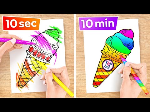 Art Challenge 🎨 Good Vs Bad School Students 📦 Art Hacks By 123 Go! Global