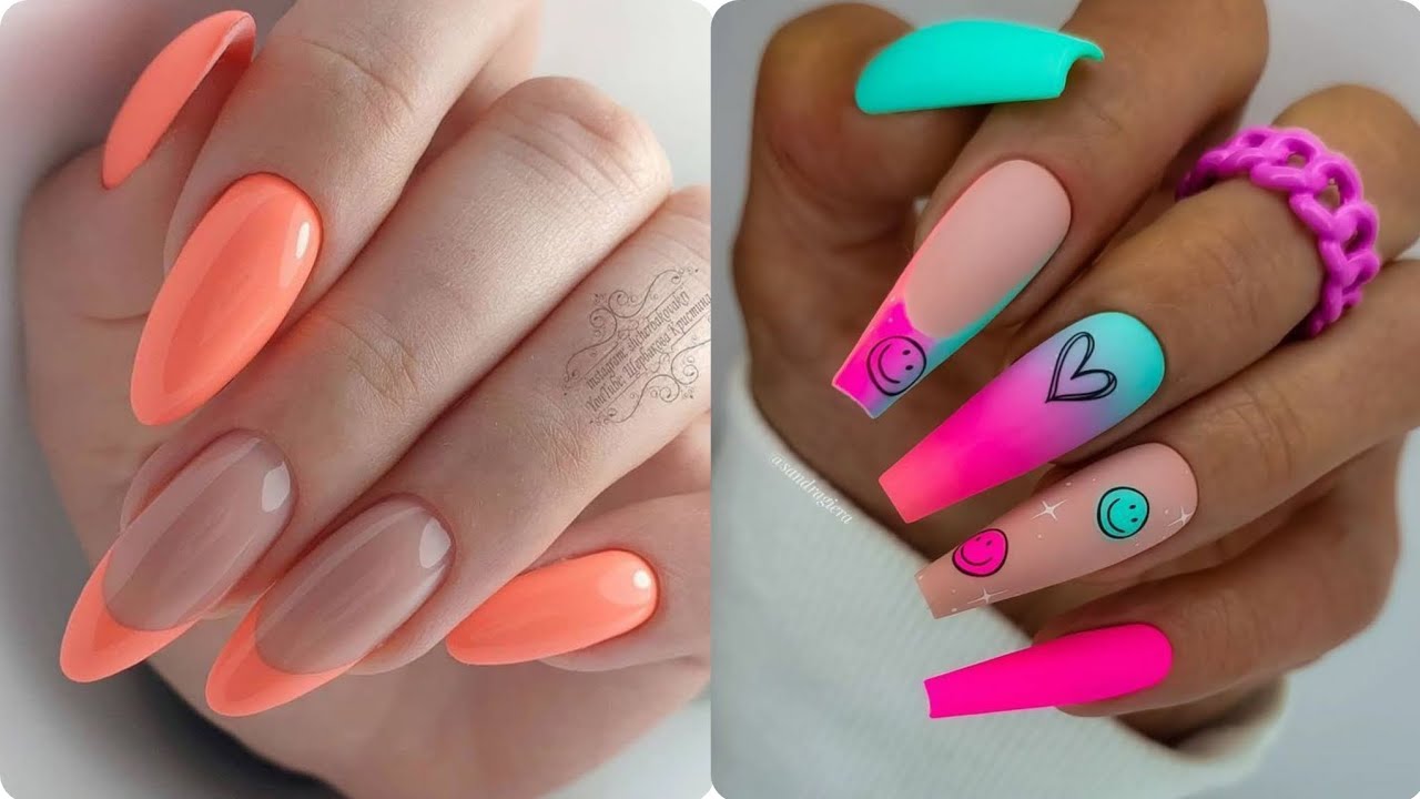 Trendy Fall Nail Designs To Wear In 2020 : Nude pink and blue teal nails